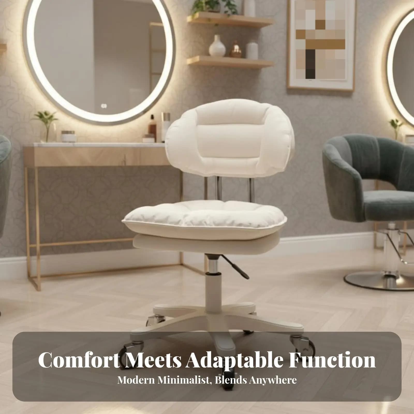 Sgabello Girevole con Supporto Lombare, Rotazione a 360 Gradi, Imbottito, Design Ergonomico, Impermeabile