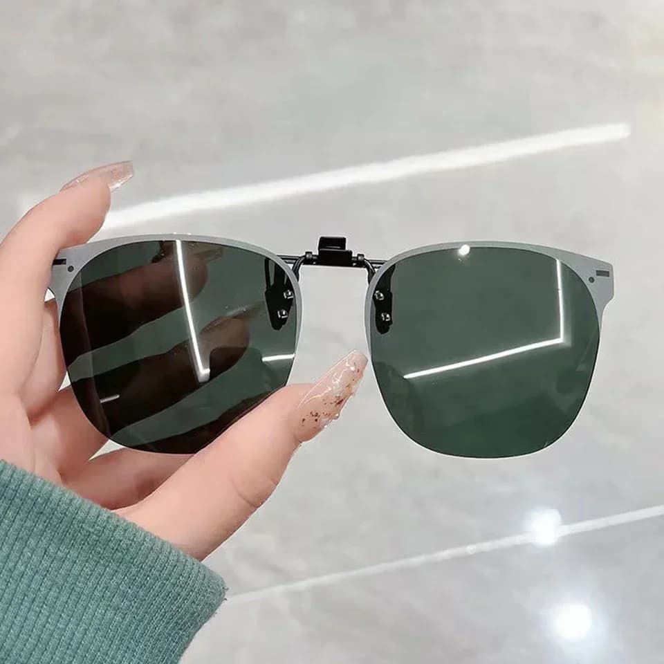 Occhiali da sole polarizzati a clip per uomo e donna, con lenti sfumate fotocromatiche, anti UV400, per visione notturna