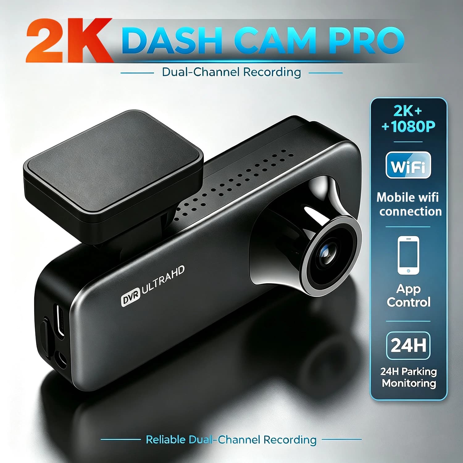 New 2026 Q2 2K Dual Lens Dash Cam Front 2K+Rear 1080P Car DVR HDR Driving Recorder Supercapacitor WiFi 24H Parking Monitor