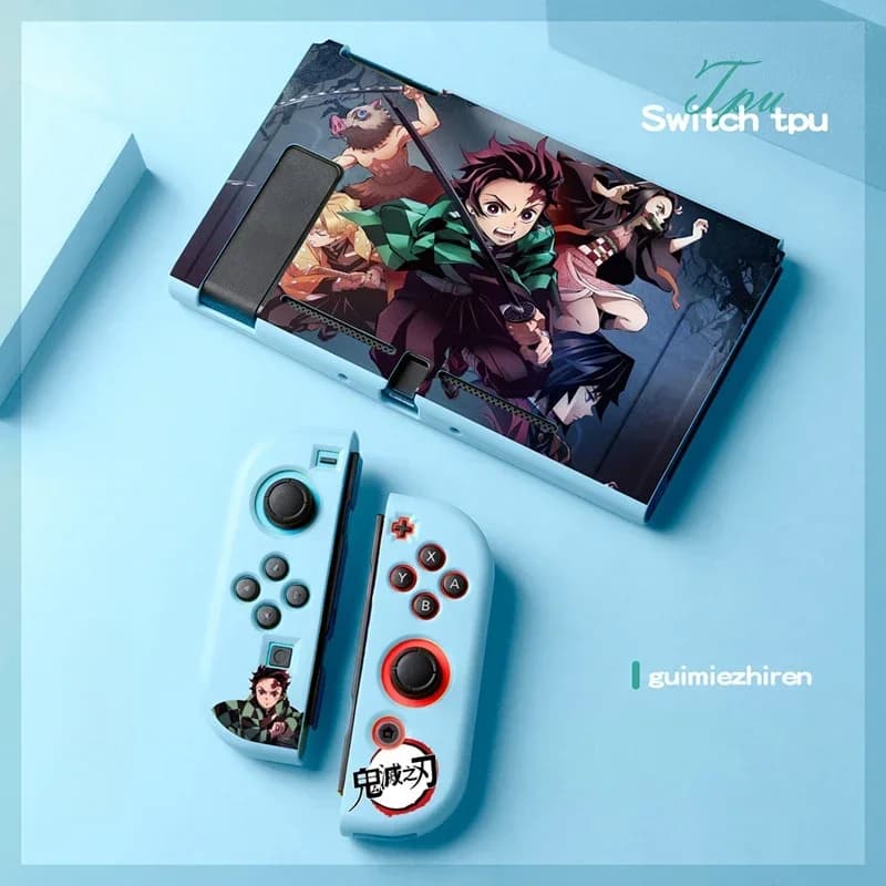 Custodia Anime Demons Slayers per Nintendo Switch NS Joy Con Controller Custodia protettiva in silicone morbido Kawaii Accessori Regalo per i fan