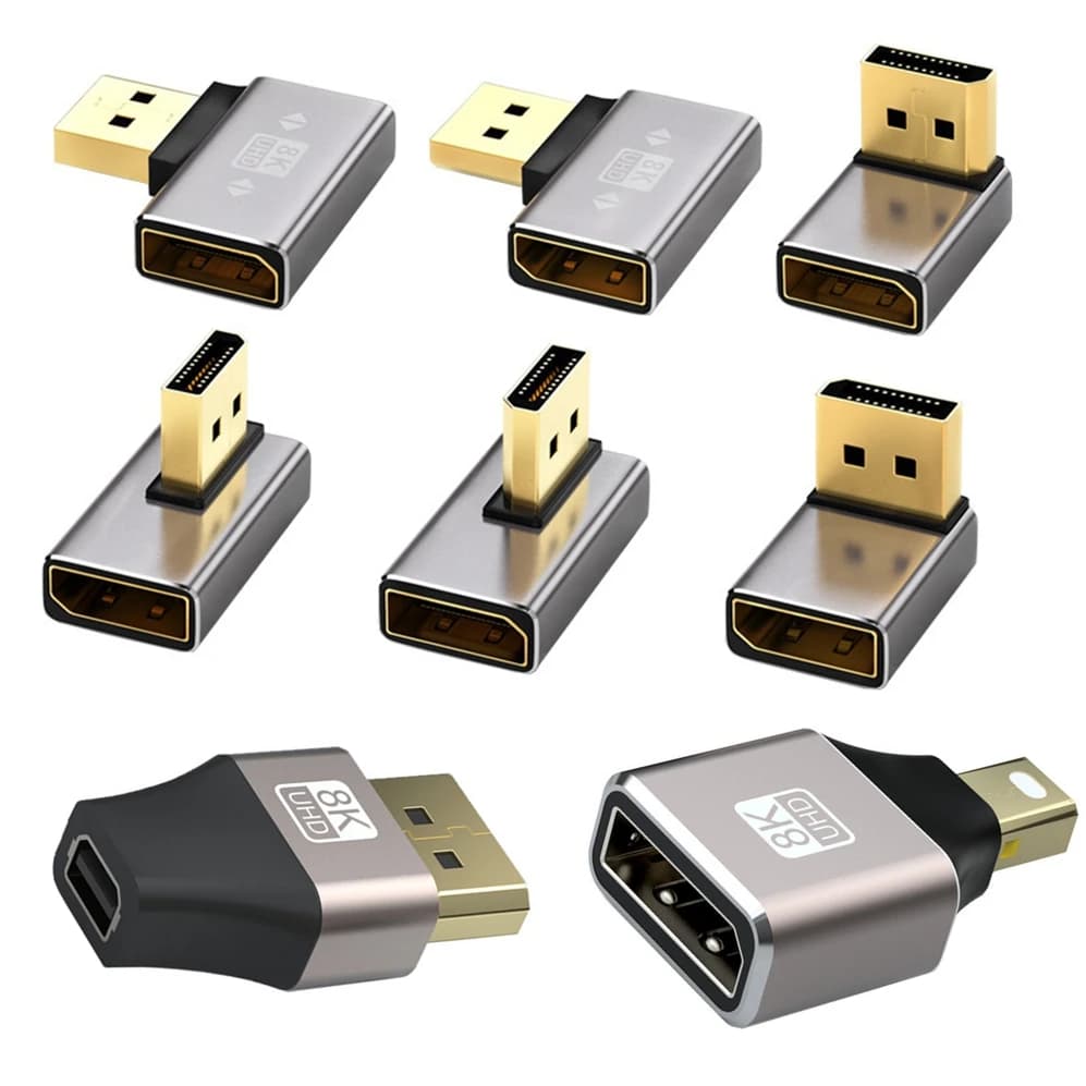DP Maschio a Femmina Gomito ad angolo retto da 90 gradi Scheda grafica del computer Display Convertitore Displayport 4K 144hz HD Testa dello sterzo 8k