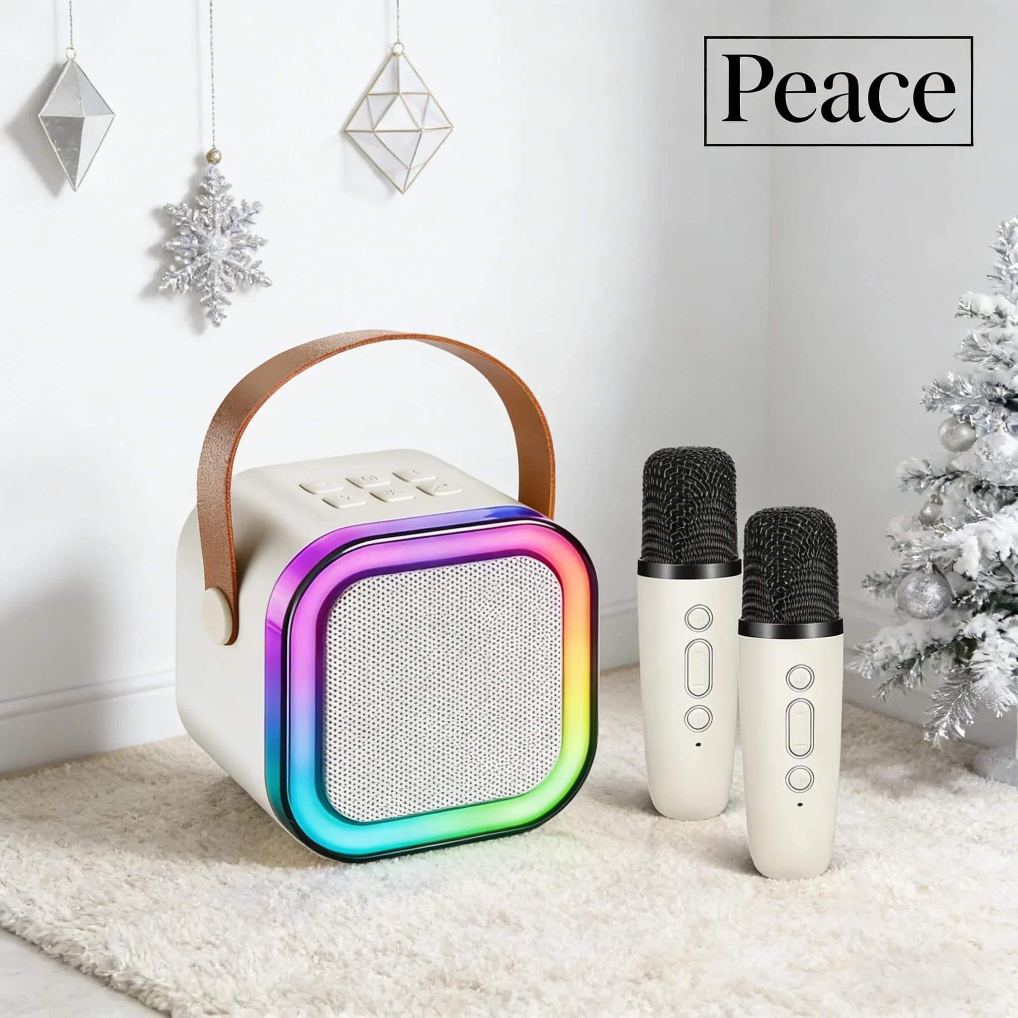 Home Entertainment Karaoke Essential - Macchina portatile, 2 microfoni wireless, altoparlante RGB Hi-Fi Bluetooth 5.3
