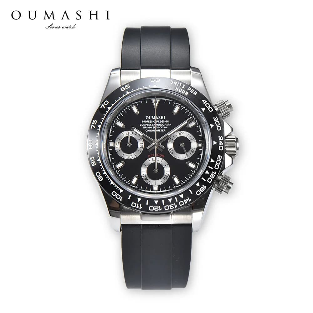 men's watch stainless steel casual chronograph Multifunctional sports watch Rubber strap waterproof Sapphire glass VK63 watch