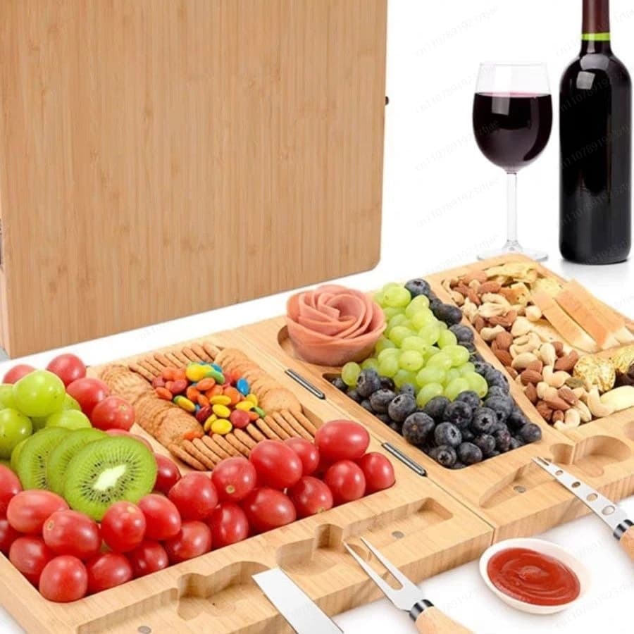 Tagliere per Formaggi Pieghevole e Portatile, Vassoio Multifunzionale da Cucina per Frutta e Snack