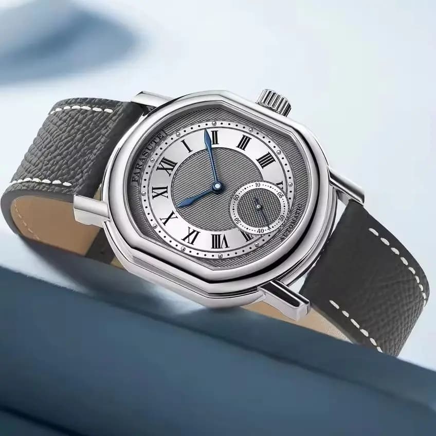 FARASUTE Orologio automatico da uomo 38mm Orologio da polso meccanico Cassa ovale Zaffiro 50M Impermeabile Peacock Mov. Piccolo quadrante secondario