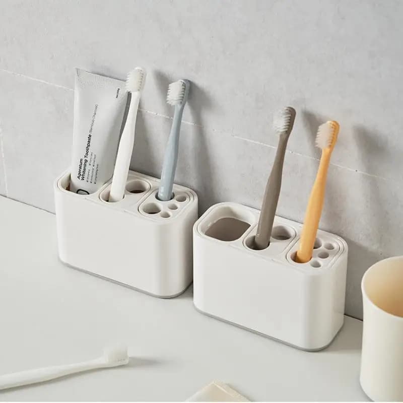 Toothbrush Holder Multi Purpose Organizer with Enhanced Stability for Bathroom Use