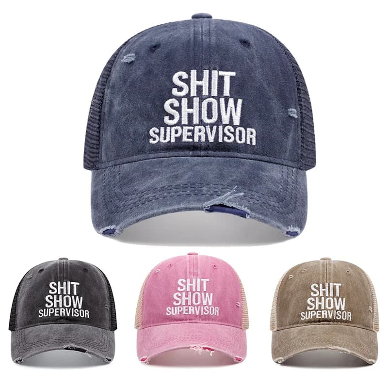 Cappellini da Baseball Unisex con Ricamo 'SHIT SHOW SUPERVISOR', Regolabili per Primavera e Autunno, Cappelli Casual da Esterno, Protezione Solare, Cappelli Sportivi