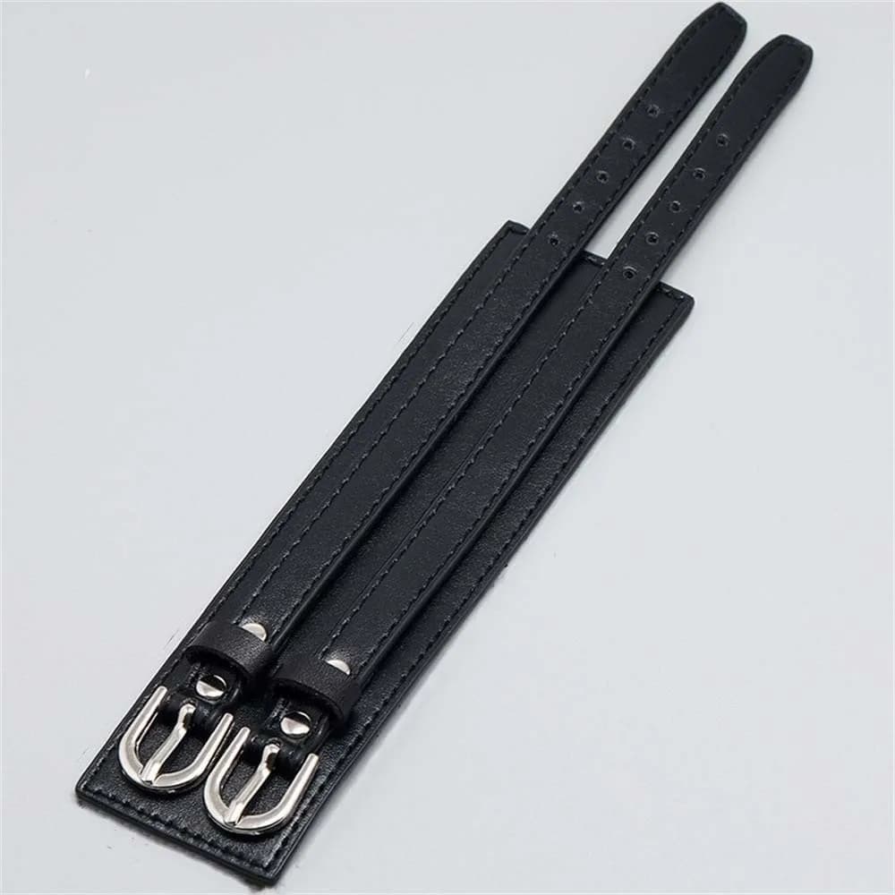 Bracciale in pelle stile euro-americano con doppio cinturino geometrico, design a fascia, colore solido, staccabile