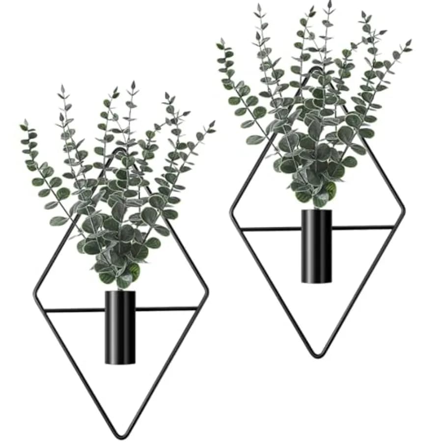 4 Pcs Hanging Planters with Artificial Metal Hanging Vase Indoor Plants Holder Modern Geometric Boho Bathroom Wall Decor for Li