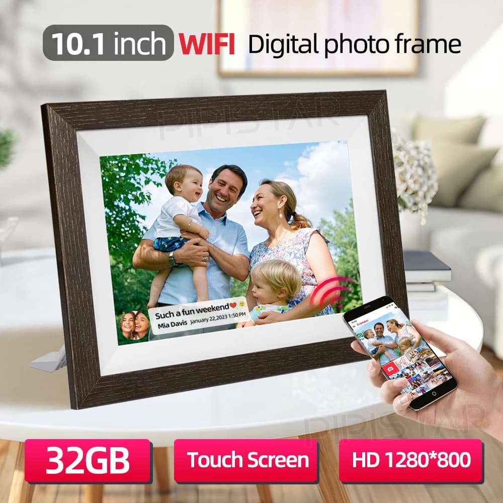 Cornice per foto digitali WiFi Cornice per immagini digitali intelligente da 10,1 pollici da 32 GB con touch screen 1280x800 IPS regalo per le vacanze