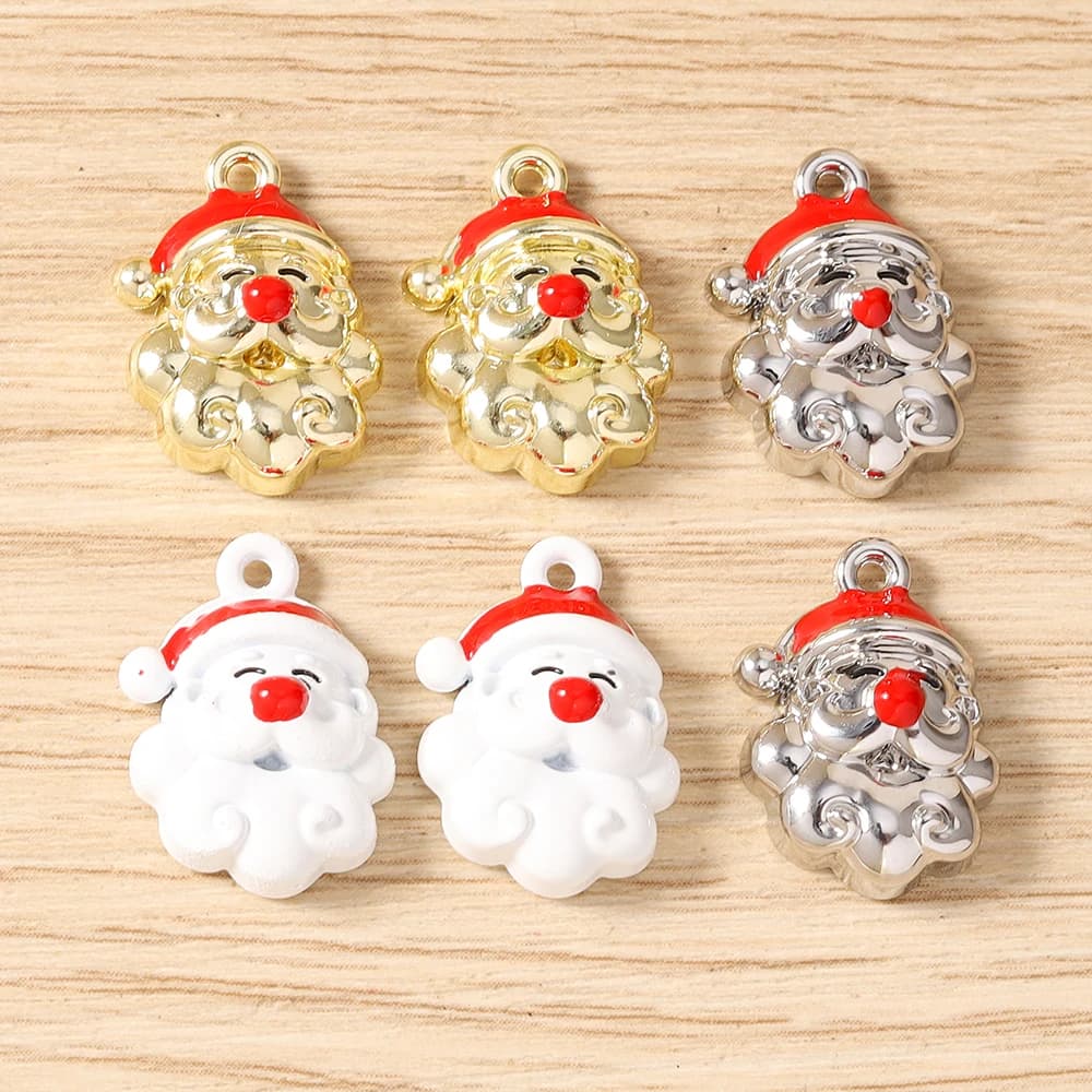 Tusember 5pcs 13*18mm Enamel Christmas Santa Claus Charms for Christmas Necklaces Earrings Bracelets Present Craft