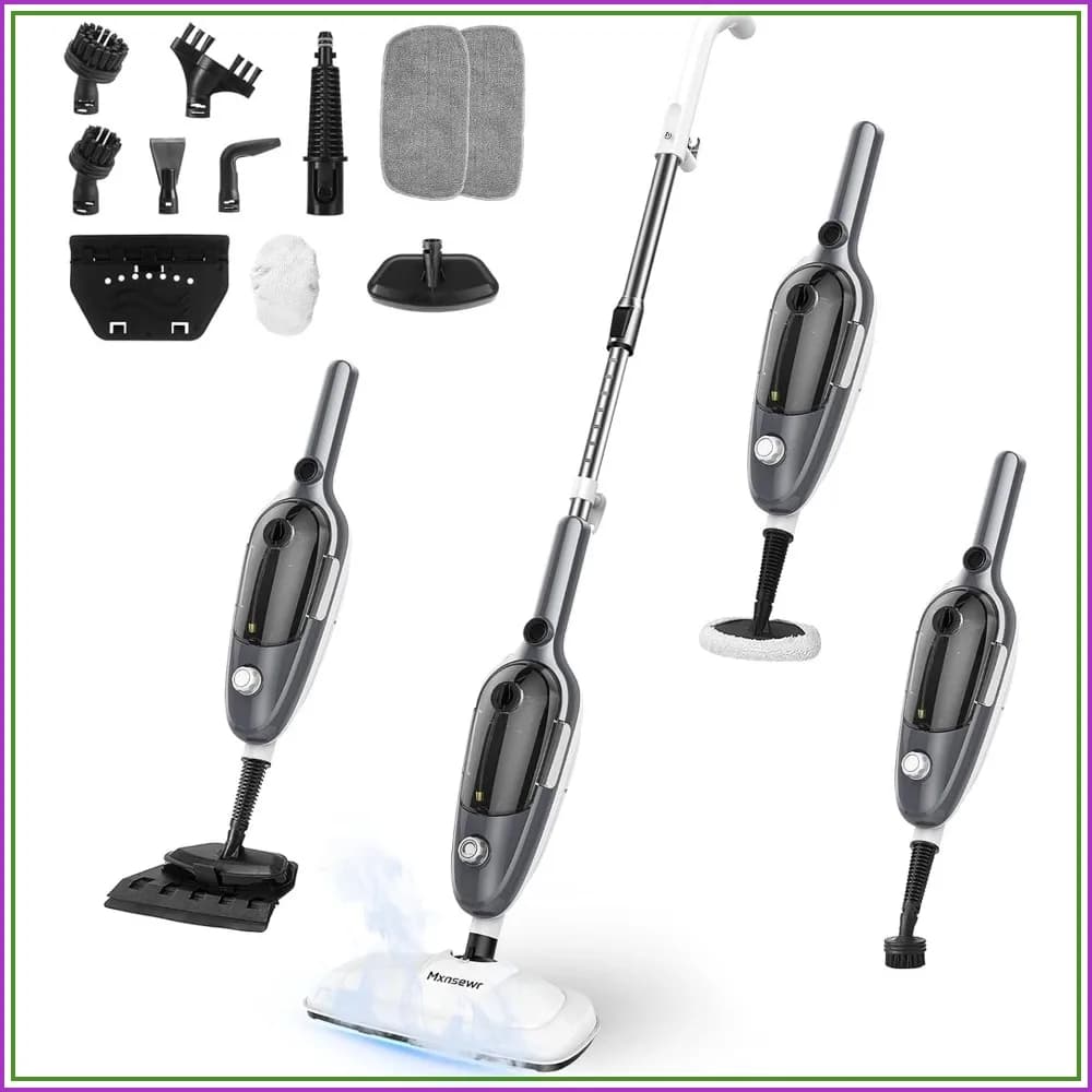 All-in-one Powerful Handheld Steam Cleaner Detachable Floor Steamer with 11 Accessories, Multi-Purpose Steamer for Hardwood Floors, Clothes, Windows, Tiles, Carpet, Whole Home Use