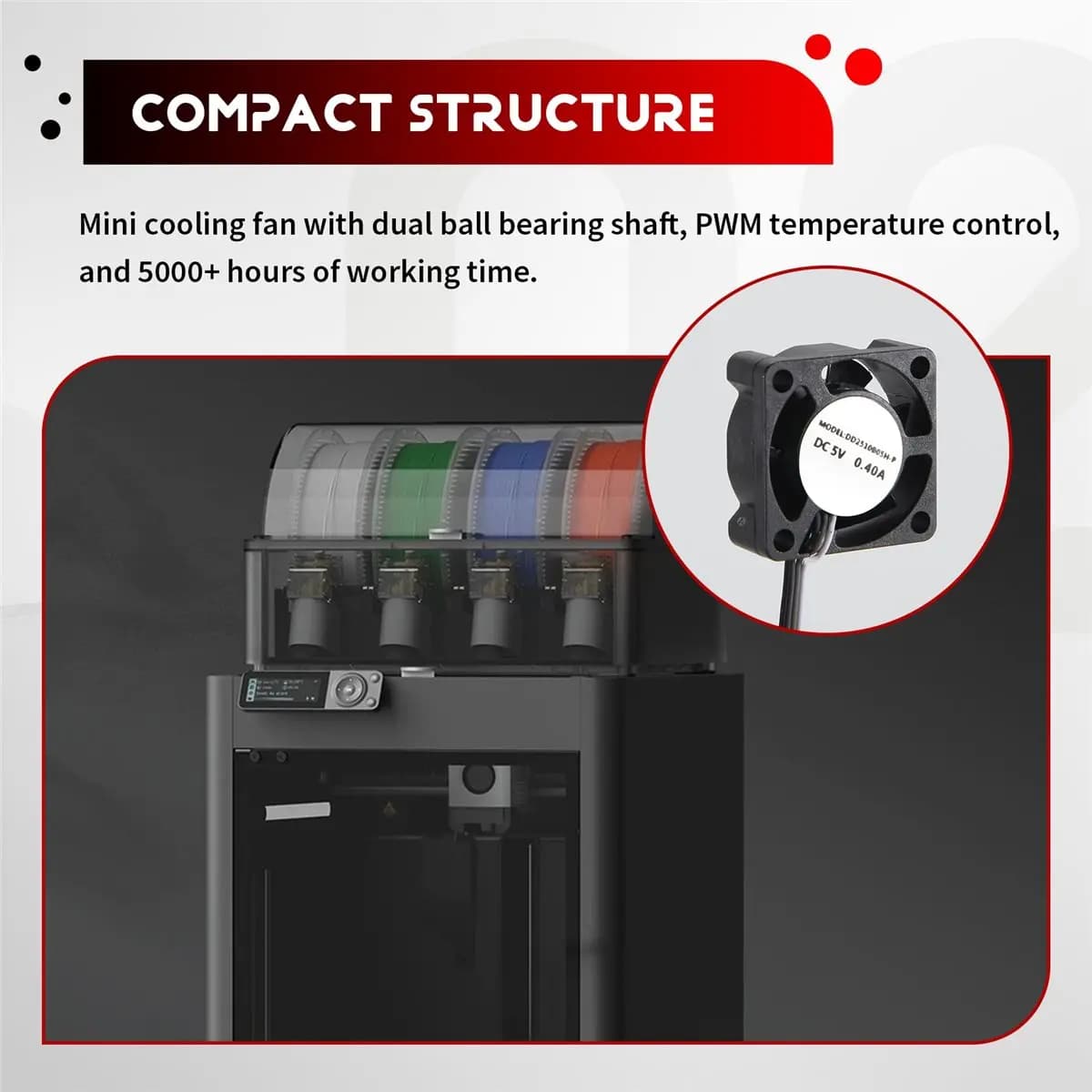 ABGN 3D Printer Hotend Cooling Fan Mini Cooling Fan PWM Temperature Control for P1S P1P