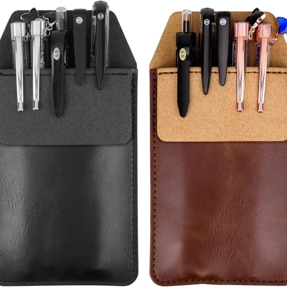 1PC Tasca protettiva Portapenne in pelle Portapenne Organizzatore Portapenne fatto a mano per camicia da laboratorio Nota Ufficio scolastico