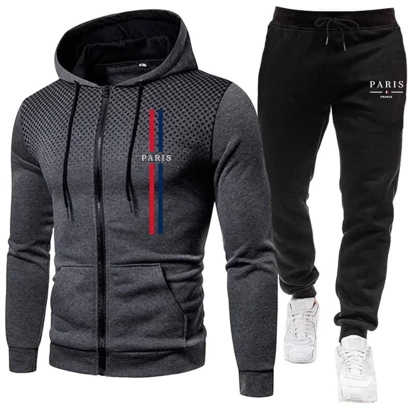 Men sports suit zipper jacket+pants two-piece set autumn winter casual daily necessities running clothes outdoor sports clothing