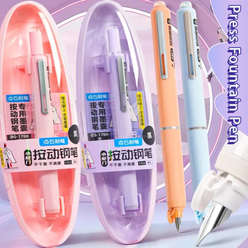 High Quality Retractable Fountain Pen Fine Nib Press Type Erasable Pen With Refillable Ink Calligraphy Wriiting Pen Students
