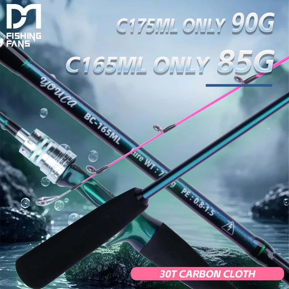 FISHINGFANS 1.65m 1.75m 30T CARBONICO SOLID TIP SQUID MEDIANO LIGHT ML BOAT JIGGING OFFSHORE CASTING PESCA