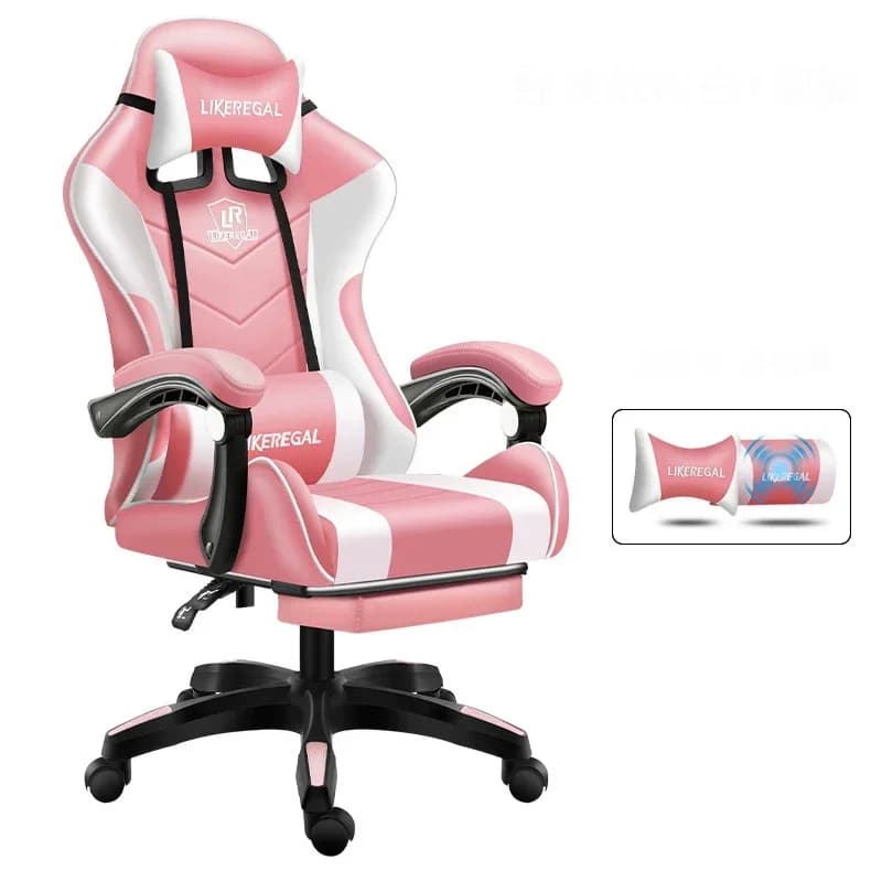 Sedia da Gaming in Pelle PU, Poltrona Ergonomica per Ufficio e Computer, Girevole con Sollevamento e Poggiapiedi Regolabile