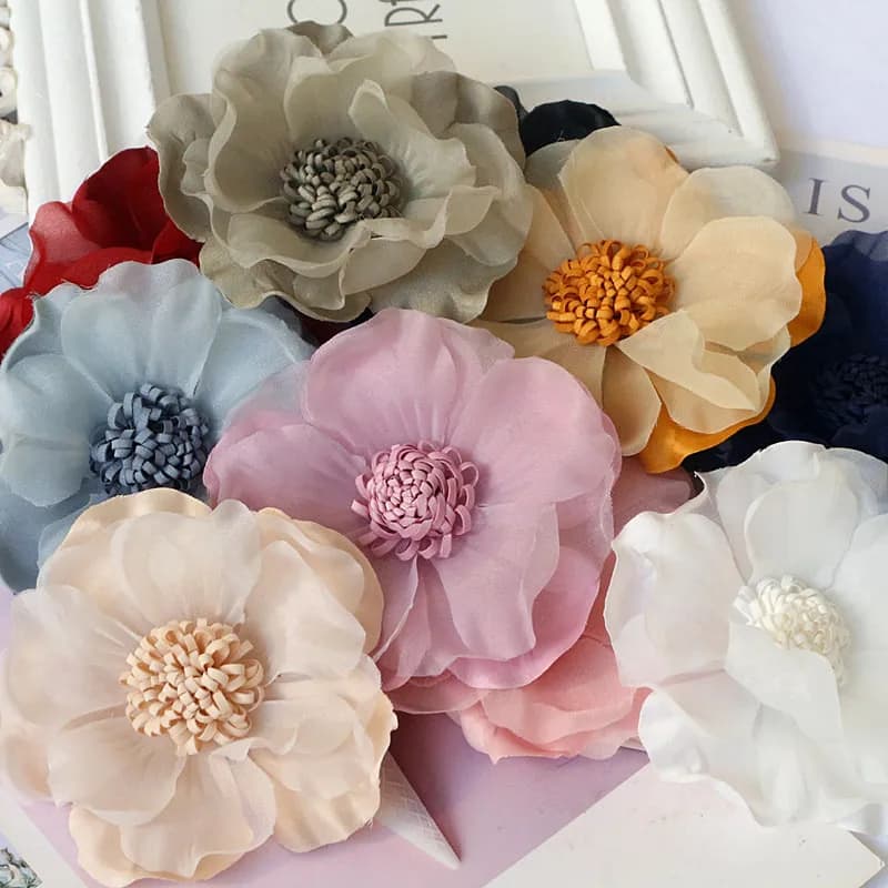 10 pz/lotto 10 cm grande tessuto chiffon fatto a mano fiore artificiale per abito da sposa abbigliamento cappelli copricapo decorazione fai da te