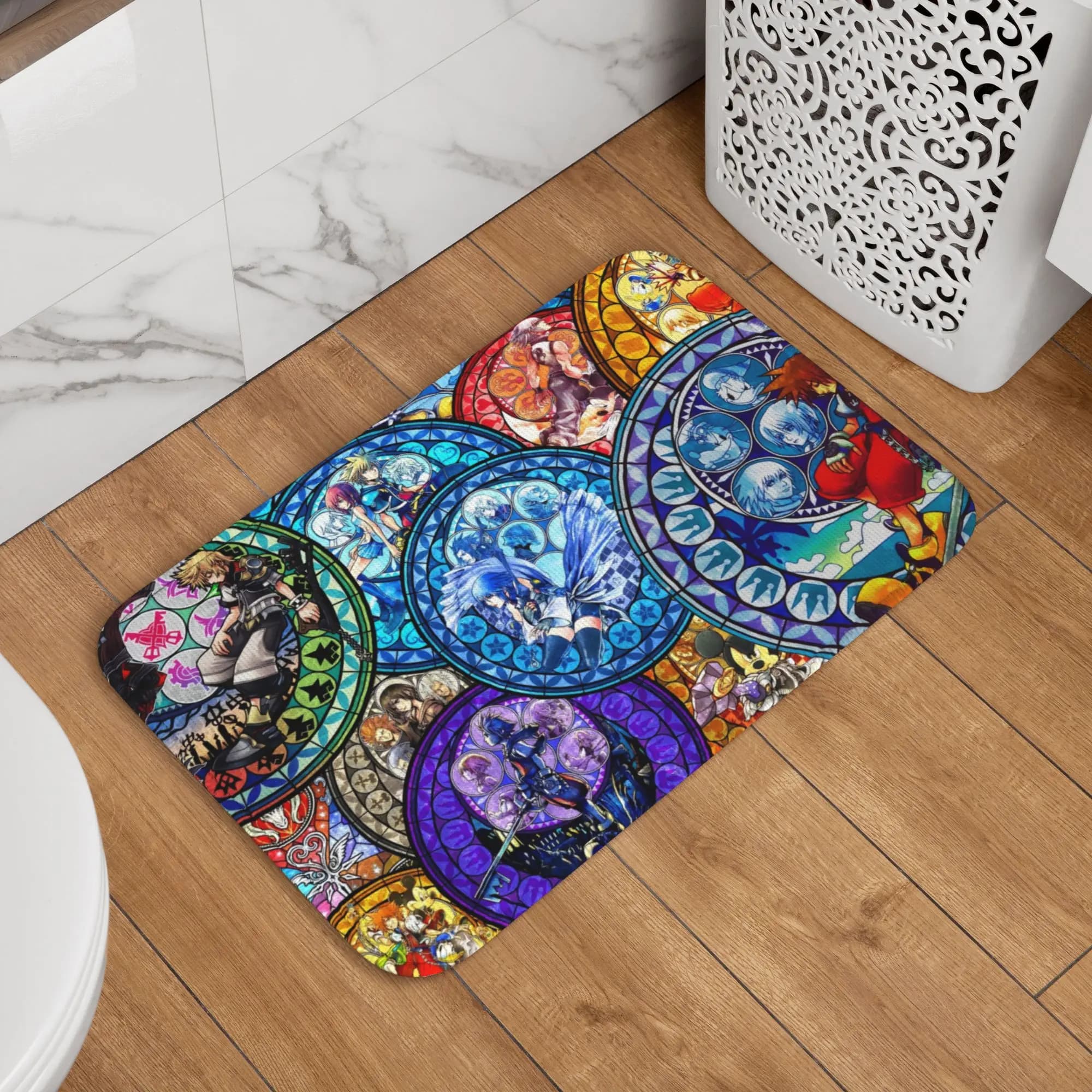 Tappetino personalizzato per porta d'ingresso con immagine di Kingdom Hearts, antiscivolo, impermeabile, per esterni, tappetino per gioco anime, tappeto per cucina, balcone, ingresso