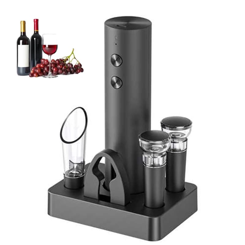 Set Apribottiglie Elettrico per Vino, Nuovo Arrivo, Cavatappi Automatico per Vino Rosso, Ricaricabile, Utensili per Vino con Base