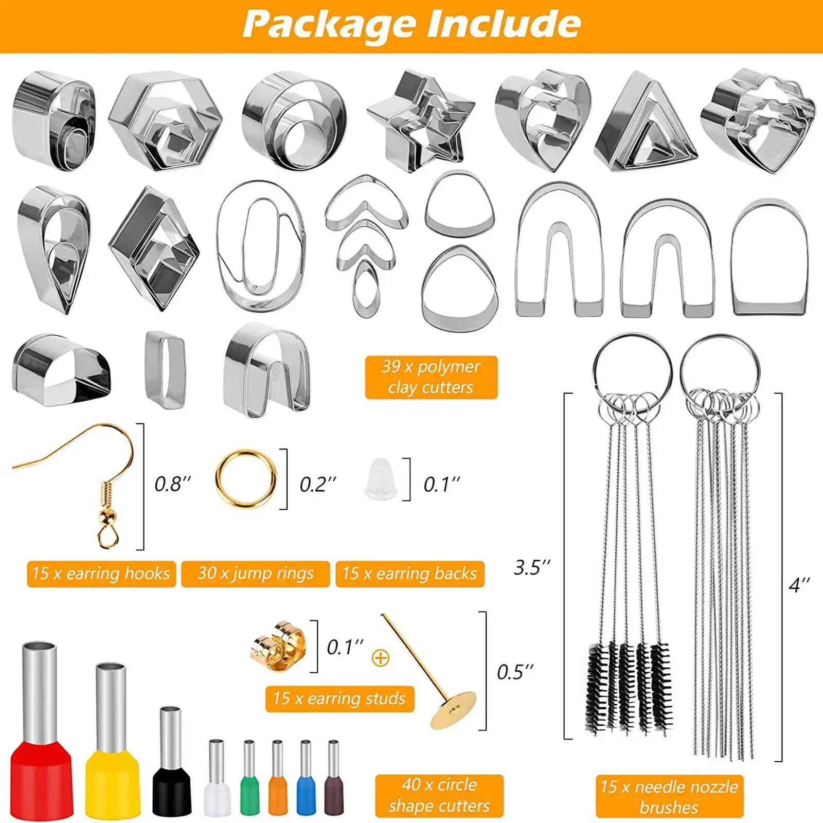 169x Polymer Clay Cutters Set DIY Earrings Ceramic Craft Earring Dangle Drop