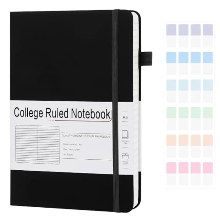 A5 Lined Journal Notebooks for Work, 192 Pages, Medium 5.7 x 8.3inch, College Ruled, Vegan Leather Hardcover Journals for Women