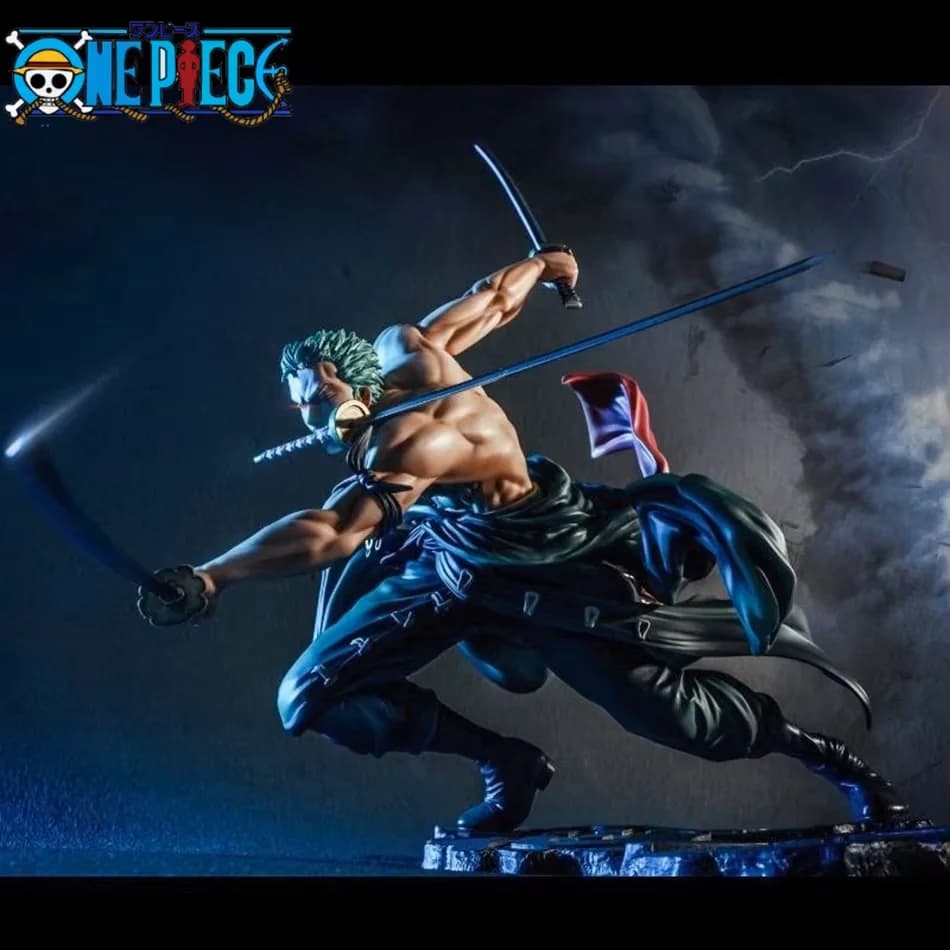 Statuetta Anime One Piece di Roronoa Zoro con Tre Lame, 21cm, Modello da Collezione GK, Action Figure Manga, Giocattolo per Bambini