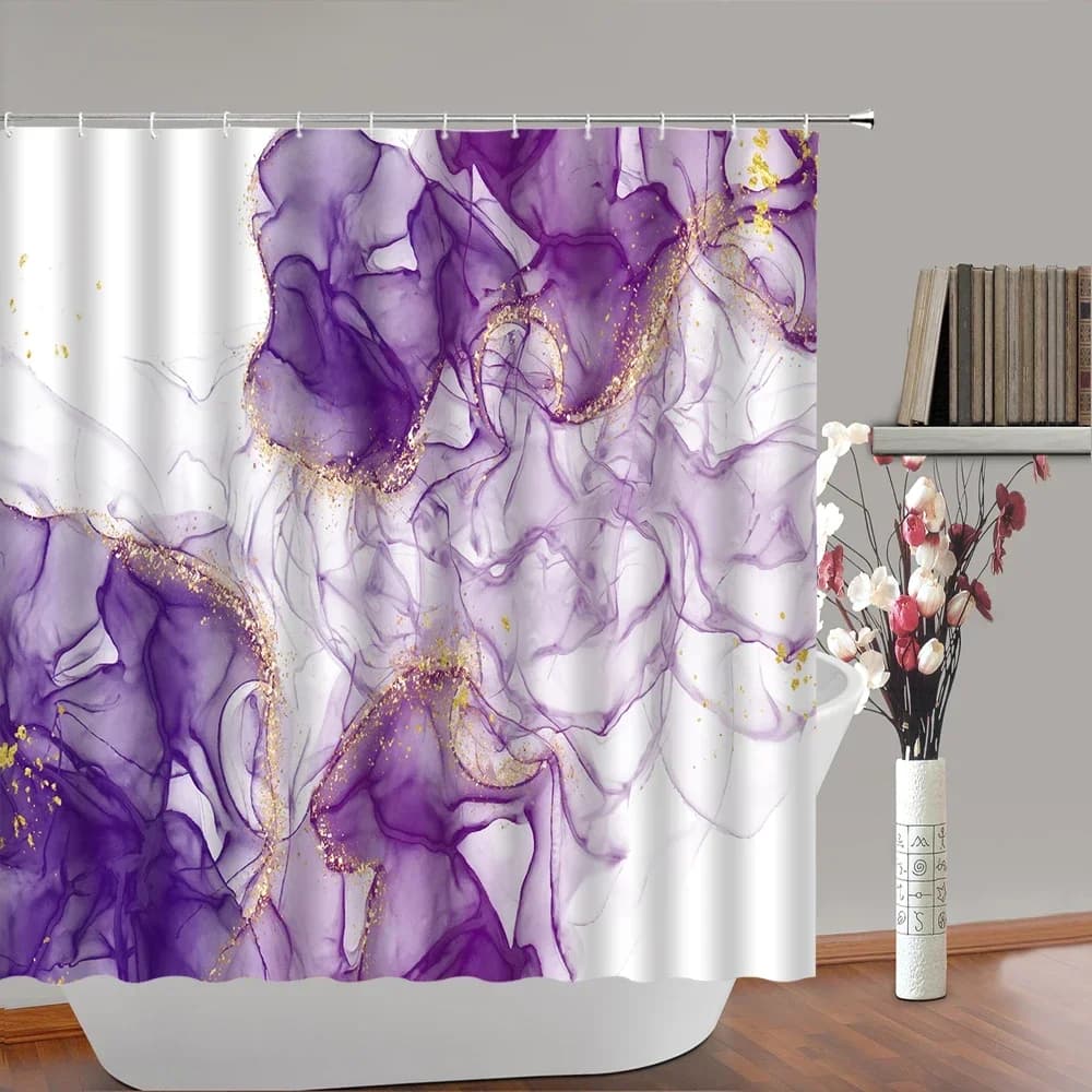 Watercolor Marble Shower Curtain Luxury Abstract Art Geometric Bathroom Curtain Waterproof Polyester Fabric Bathtub Screen