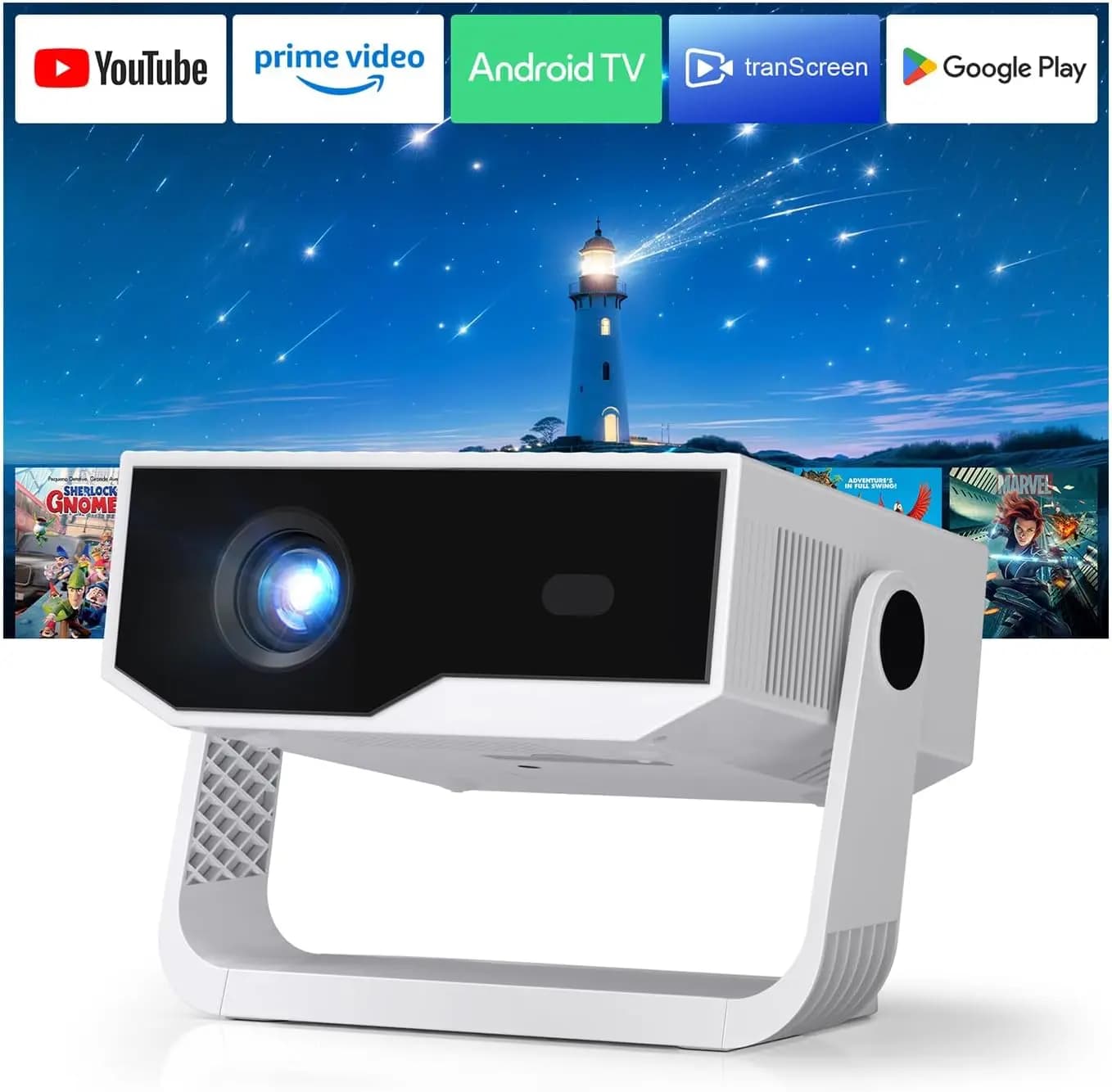 Mini Proiettore Aggiornato 2026 con WiFi e Bluetooth, Proiettore Smart Portatile, Supporto Nativo 1080P e 4K, App Integrate