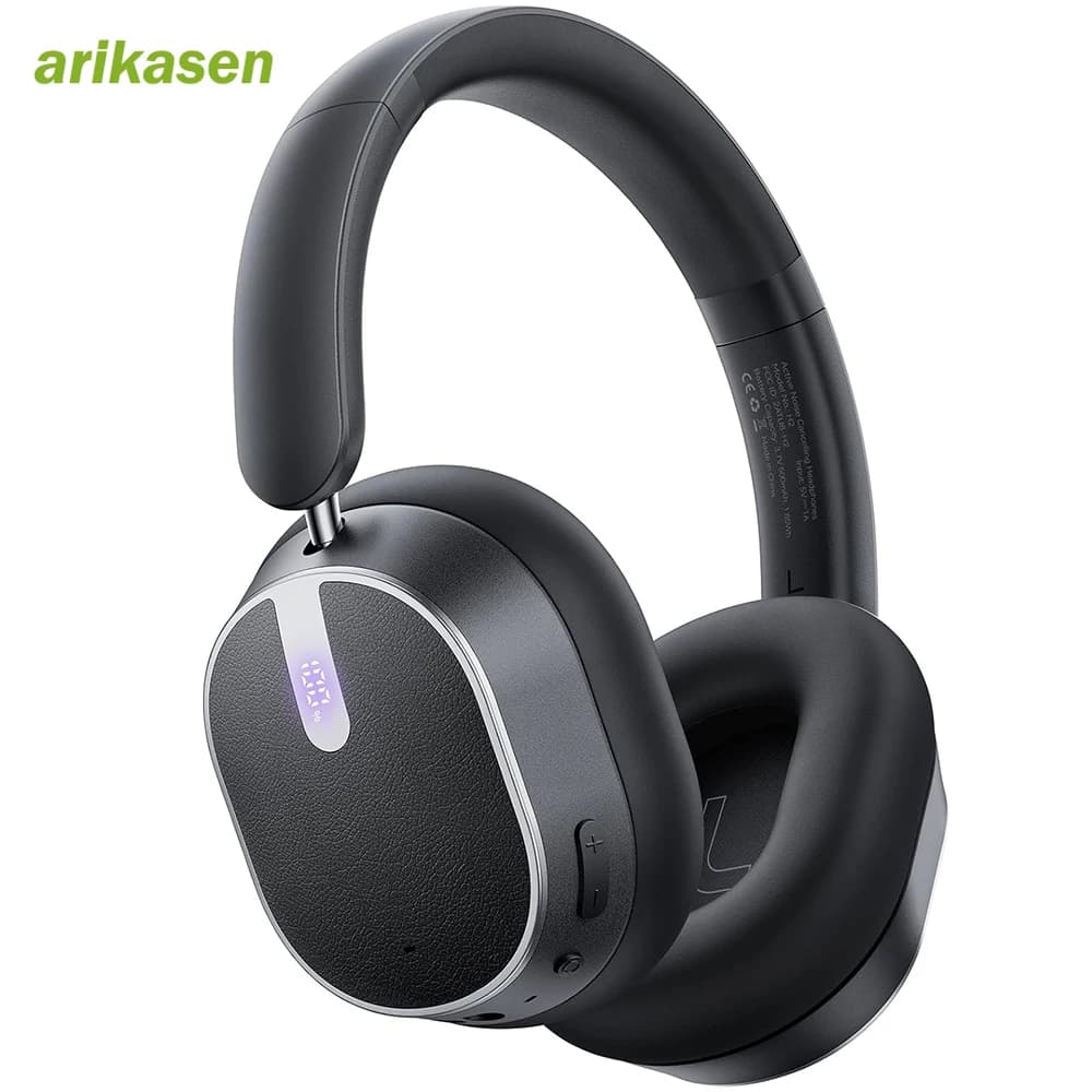 Cuffie con Cancellazione Attiva del Rumore, Bluetooth 6.0, Wireless Over-Ear, Pieghevoli con Display LED e Chiamate ENC a 6 Microfoni