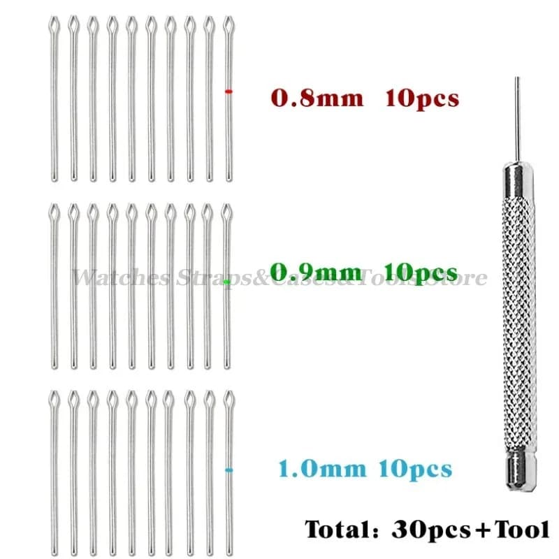30PCS Cinturino per orologio in metallo Perni di collegamento cinturino Collegare strumento di riparazione barra 18mm 20mm 22mm 8-26mm Perni divisi braccialetto 0.8/0.9/1.0mm di spessore