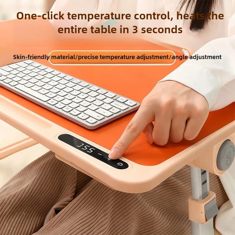 Supporto per laptop regolabile Vassoio per tastiera riscaldato con tappetino per mouse Scrivania ergonomica per computer Giochi da ufficio portatili Configurazione a mano calda