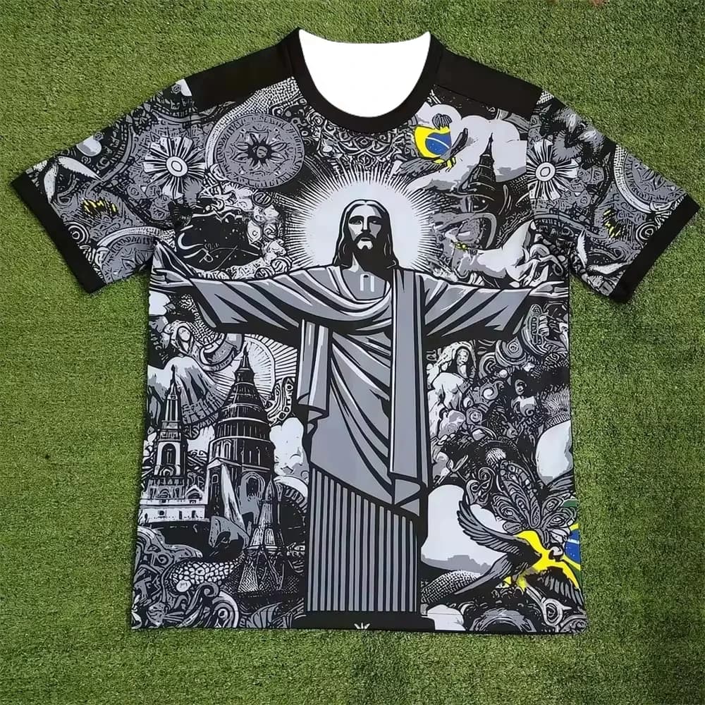 2026 Quick-Drying Breathable Summer Football Training Top Jesus Jersey Brazil Special Edition Outdoor T-Shirt for Adults Kids