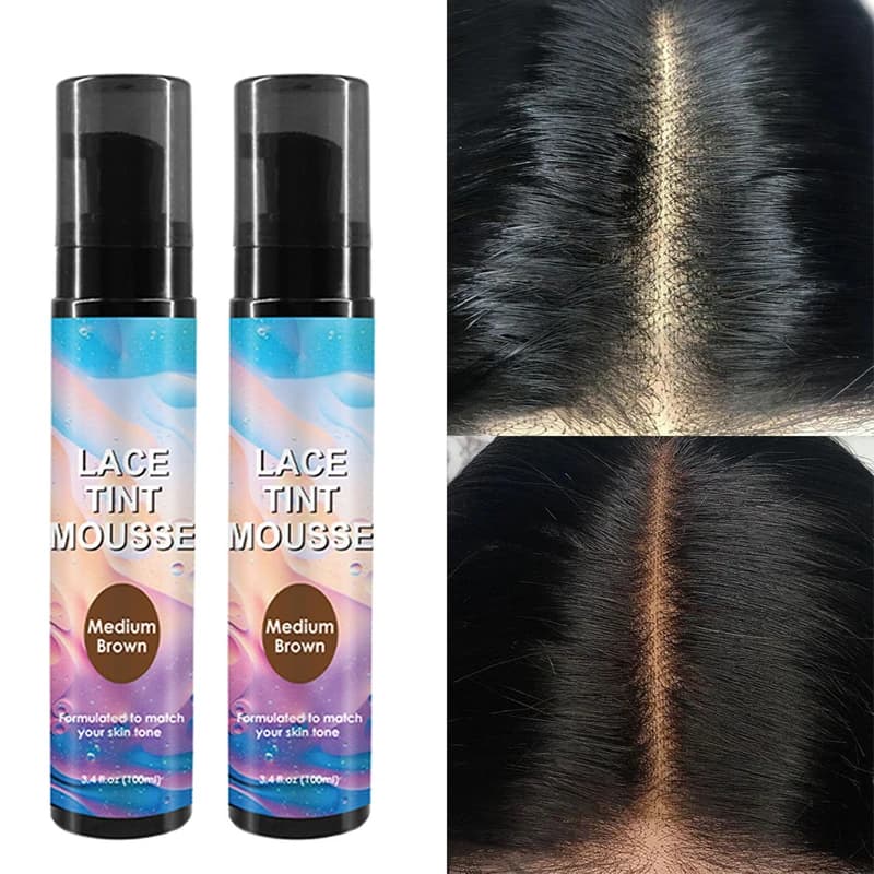 100 ml lace coloring mousse, medium brown concealer for lace, toupet and extension wigs, waterproof coloring spray for lace wigs