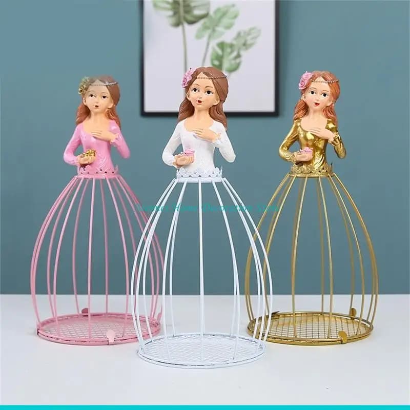 H7BF Metal Flower Jar Princess, Hydroponic Plant Container, Floral, Decorative Desktop Ornament