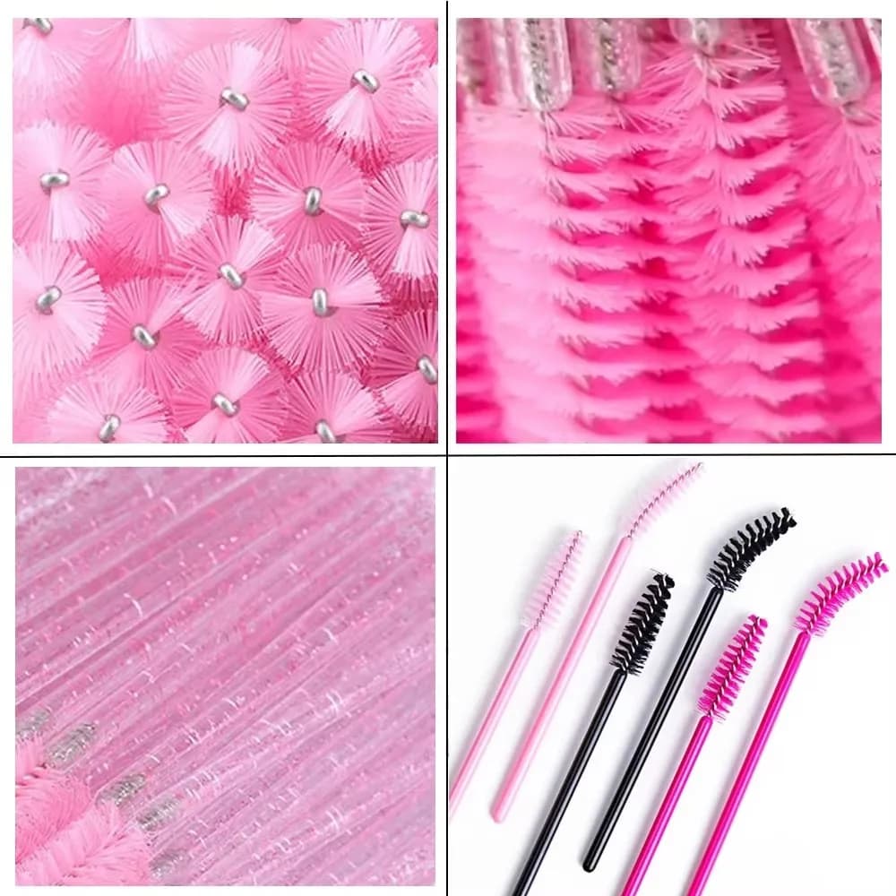 Disposable Mascara slides with Crystal, Colorful and Elastic Auction, Microbrush for Extension Eyelashes, Glittered Brush for Eyelashes