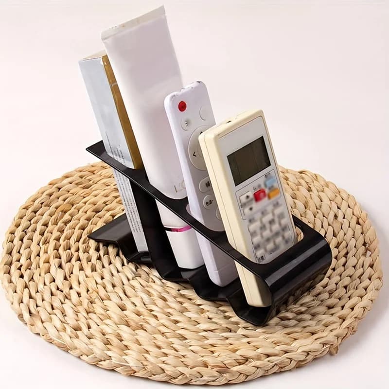 Porta Telecomandi a 4 Scomparti, Organizzatore da Scrivania in Plastica Resistente, Ergonomico e Salvaspazio per TV, Casa e Ufficio, Portaoggetti Multiuso