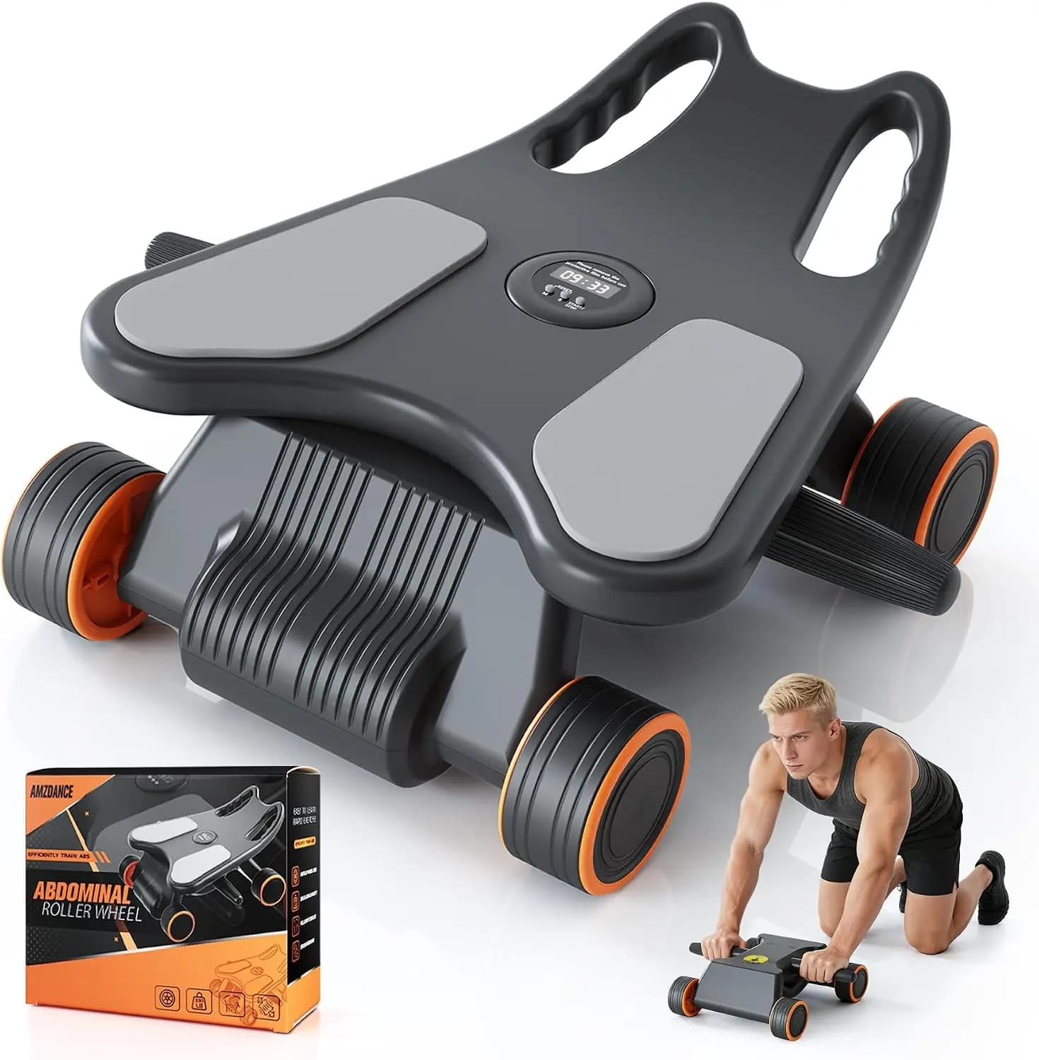 Ab Roller with Elbow Support,Exercise Roller Wheels with 4 Wheels