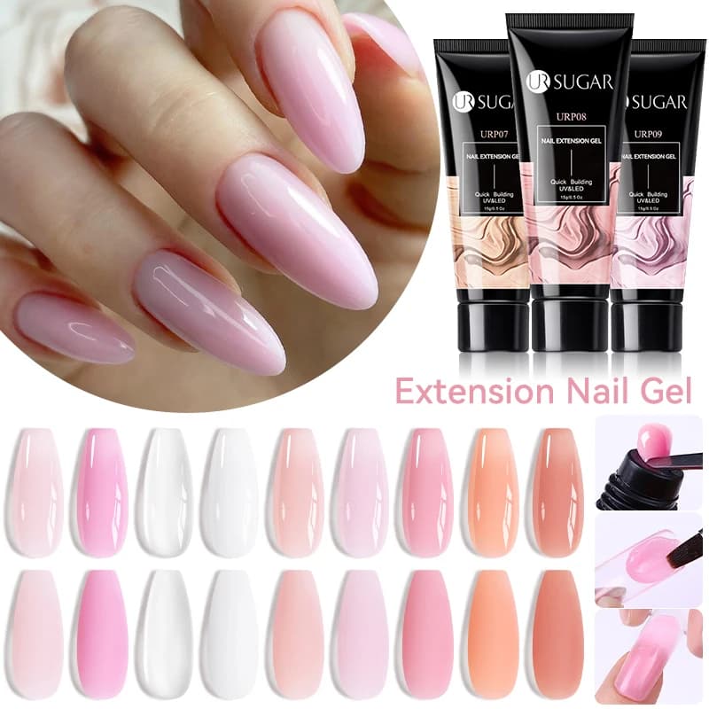 UR SUGAR 1PC 15ml Gel per Estensione Unghie Soak Off UV LED Acrilico Cristallo Nude Bianco Trasparente Smalto Gel UV per Estensione Unghie
