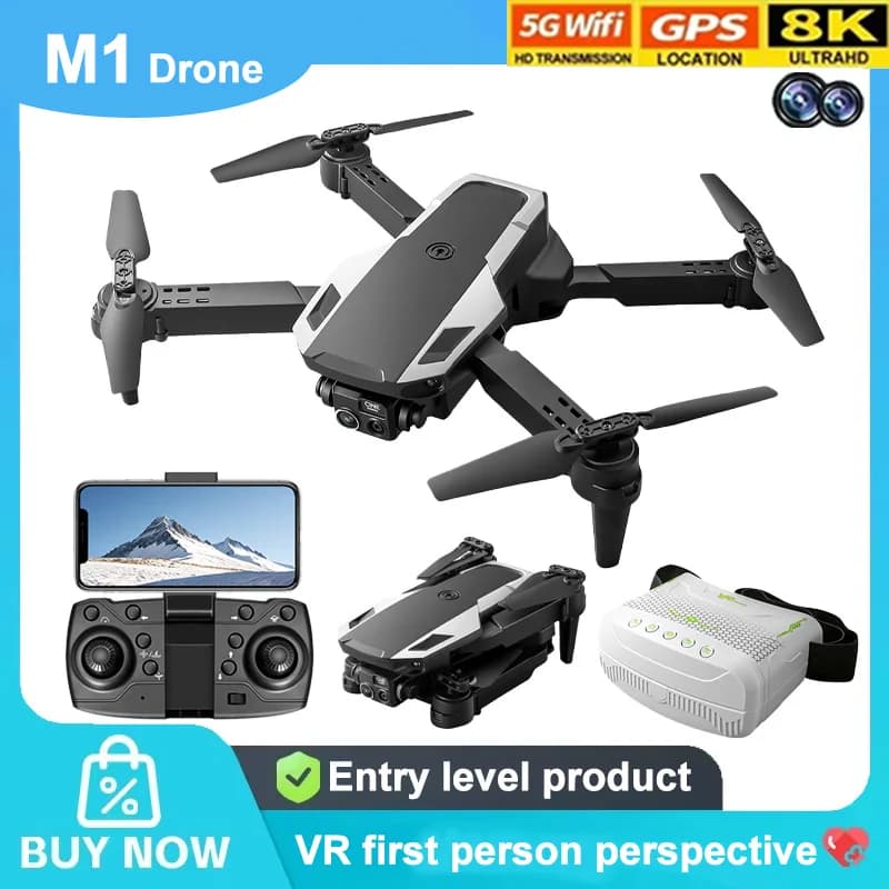 M1 Foldable Drone HD Camera Optical Flow Positioning VR Glasses Portable RC Quadcopter Outdoor Aerial Drone Children's Toy Gifts