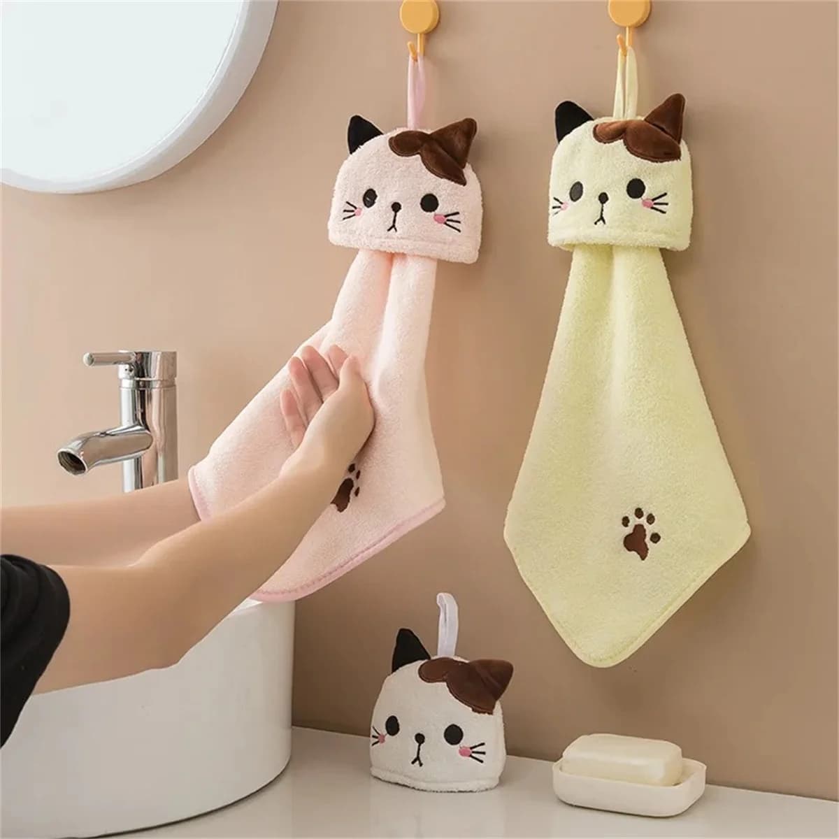 1/2/4 Pezzi Squisiti Asciugamani da Cucina a Forma di Gatto, Panni Assorbenti in Velluto Corallo Morbido per Pulizia e Strofinatura