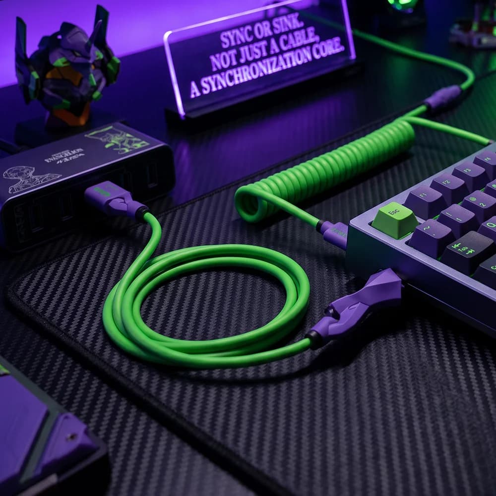 Cavo USB-C a ricarica rapida a tema EVA 01, 1M, verde viola, per sincronizzazione dati, ricarica rapida 3A per iPhone 16/17 e dispositivi gaming Android