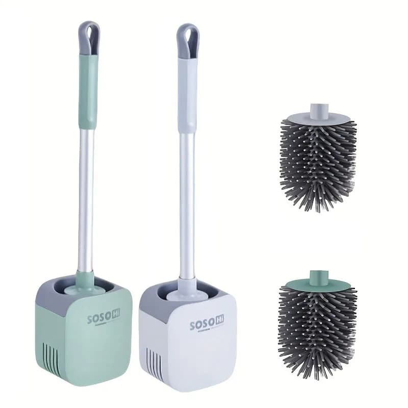 Soft Silicone Toilet Brush with Toilet Brush Holder, Portable Wall Mounted Toilet Brush Toilet Cleaning Brush Holder Set