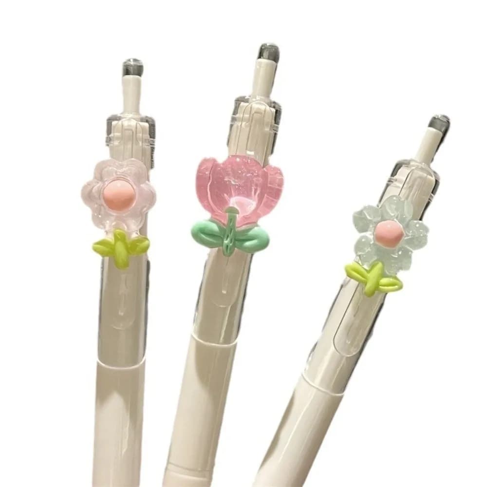 Cute Flower Tulip Writing Pens Quick-Drying Cherry Blossom Signature Gel Pen 0.5mm Vegetables Ballpoint Pen Office