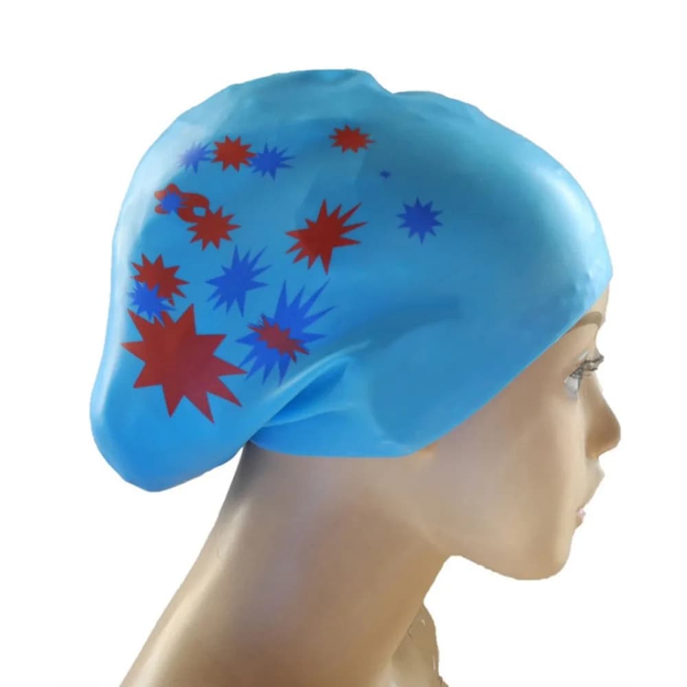 New Silica Gel Long Hair Swimming Cap Large Size Elastic Silicone Swim Cap Star Model Waterproof Lady Swimming Equipment