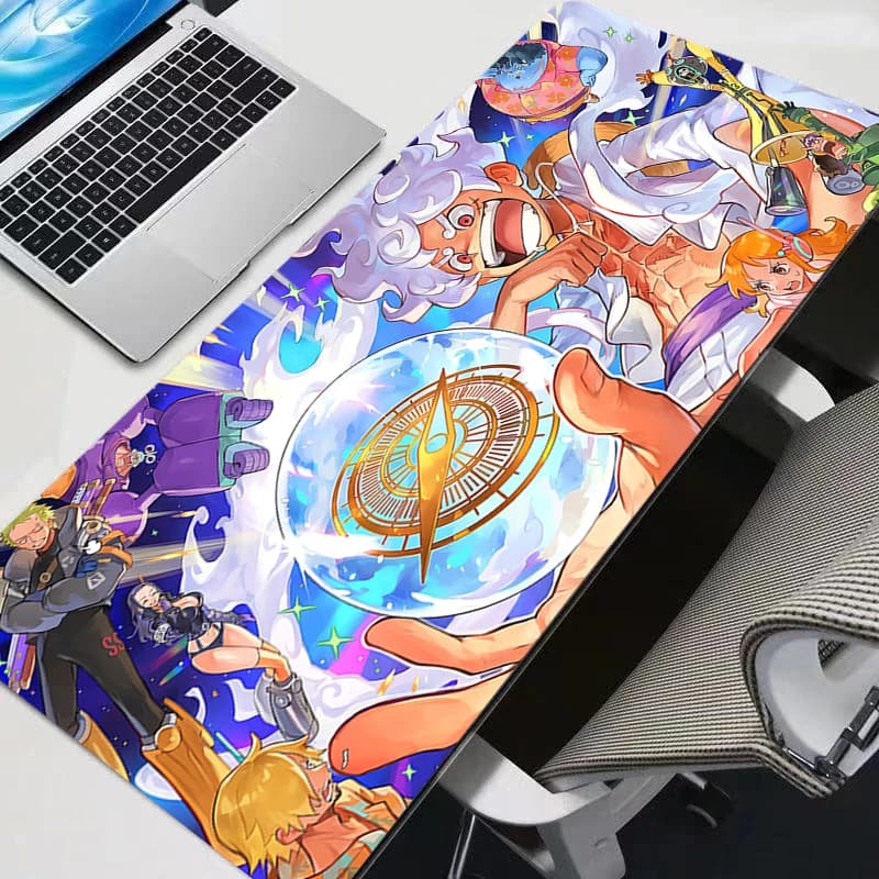 Tappetino per Mouse da Gaming Extra Large, Tappeto per Tastiera Laptop con Motivo Anime One Piece, Antiscivolo in Gomma