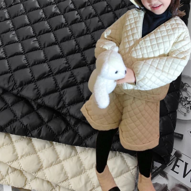 Cotton Clip Fabric Black Beige for Autumn Winter Jacket Vest Clothing Designer Fabrics By The Yard Diy Sewing Cloth Per Meter