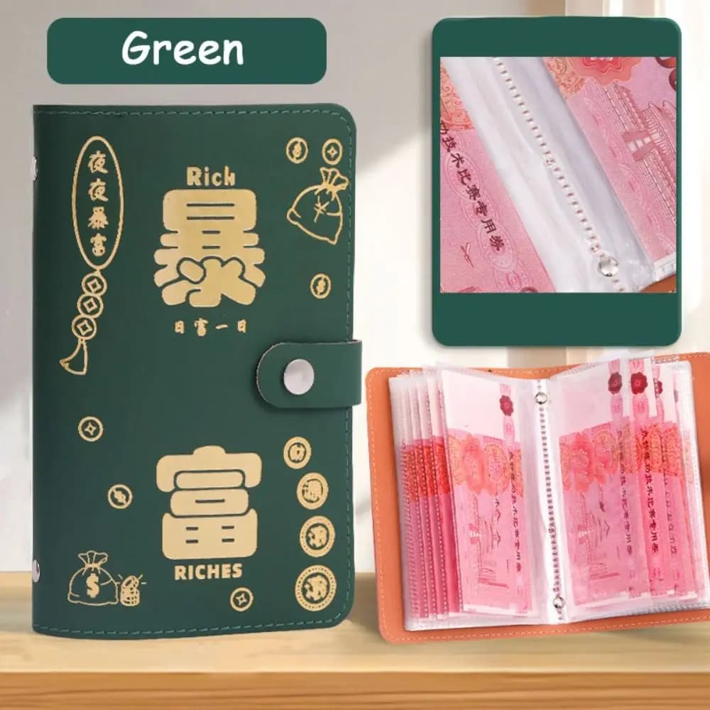 PU Leather Saving Money Binder Portable Storage Wallet Budget Binder Cash Envelopes Savings Handbook Account Book