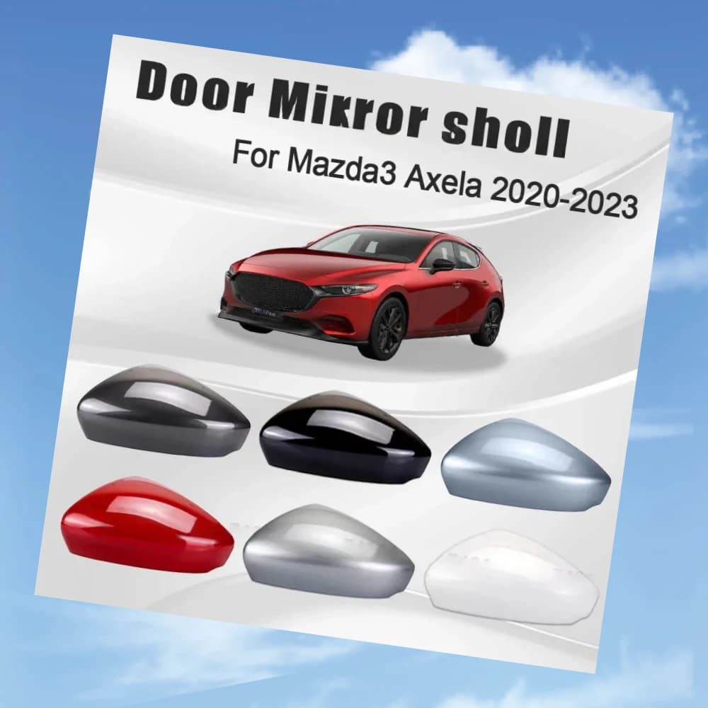 Copertura Protettiva Bianca Rossa per Specchietto Retrovisore per Mazda 3 Axela 2020-2023, Cornice Superiore Base, Cornice Inferiore, Lente Riscaldata
